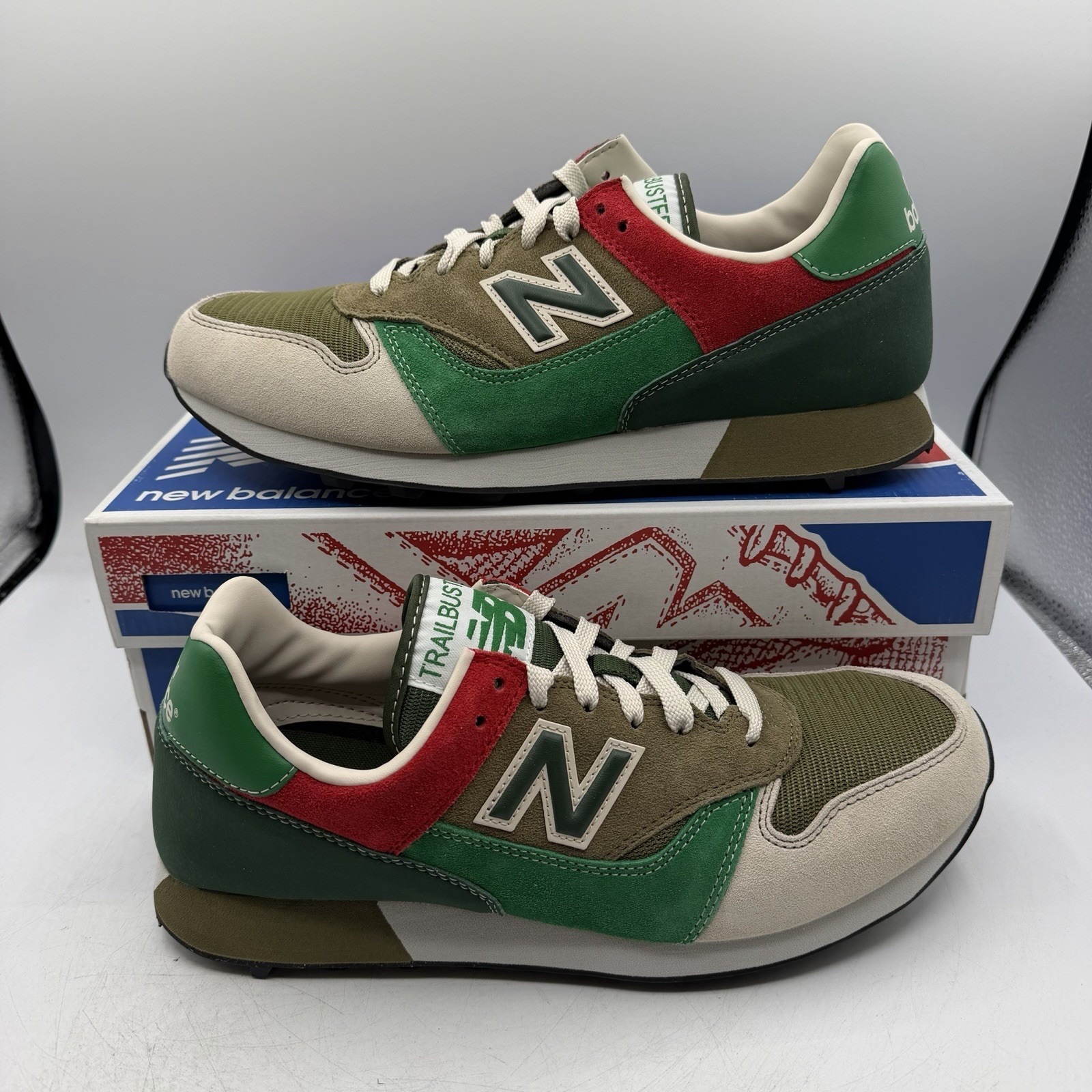 New Balance Trail Buster Shoes Mens Sz 10.5 D Green/Red Lifestyle Sneakers Tbtlg